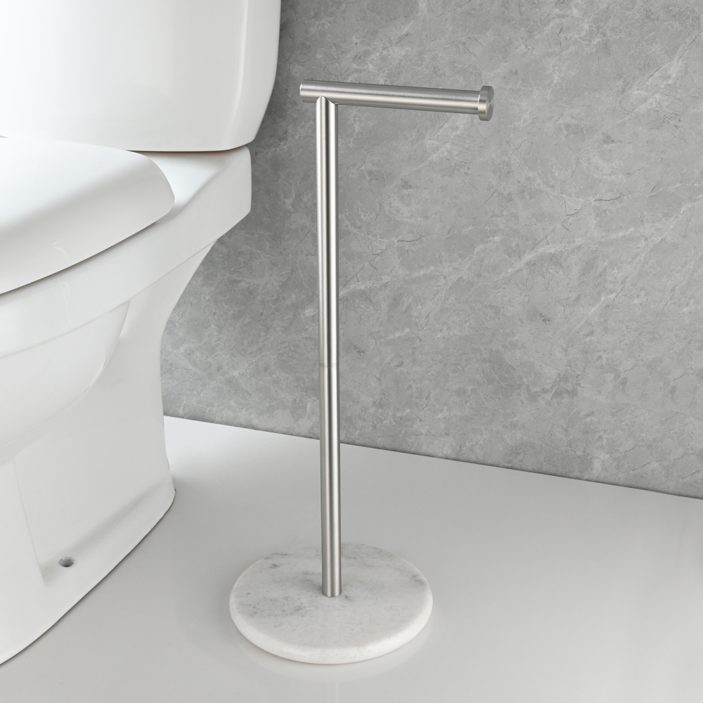 Tecmolog Standing Stainless Steel Paper Holder,Kitchen Towel Roll Paper Holder for Bathroom