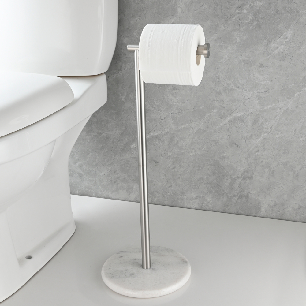 Tecmolog Standing Stainless Steel Paper Holder,Kitchen Towel Roll Paper Holder for Bathroom