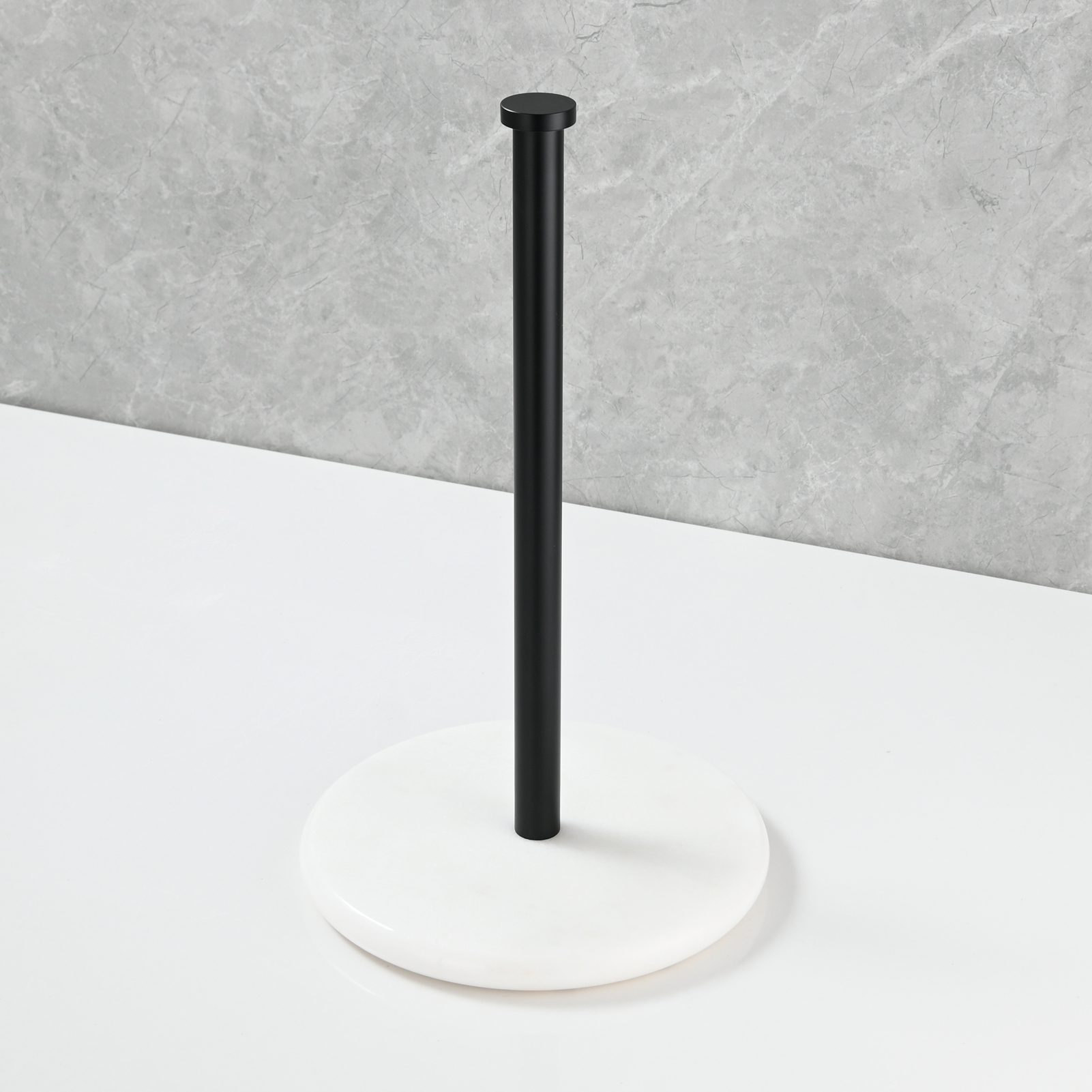 Tecmolog Stainless Steel Paper Towel Holder,Standing Paper Towel Roll Holder with Weighted Marble Base for Kitchen Bathroom