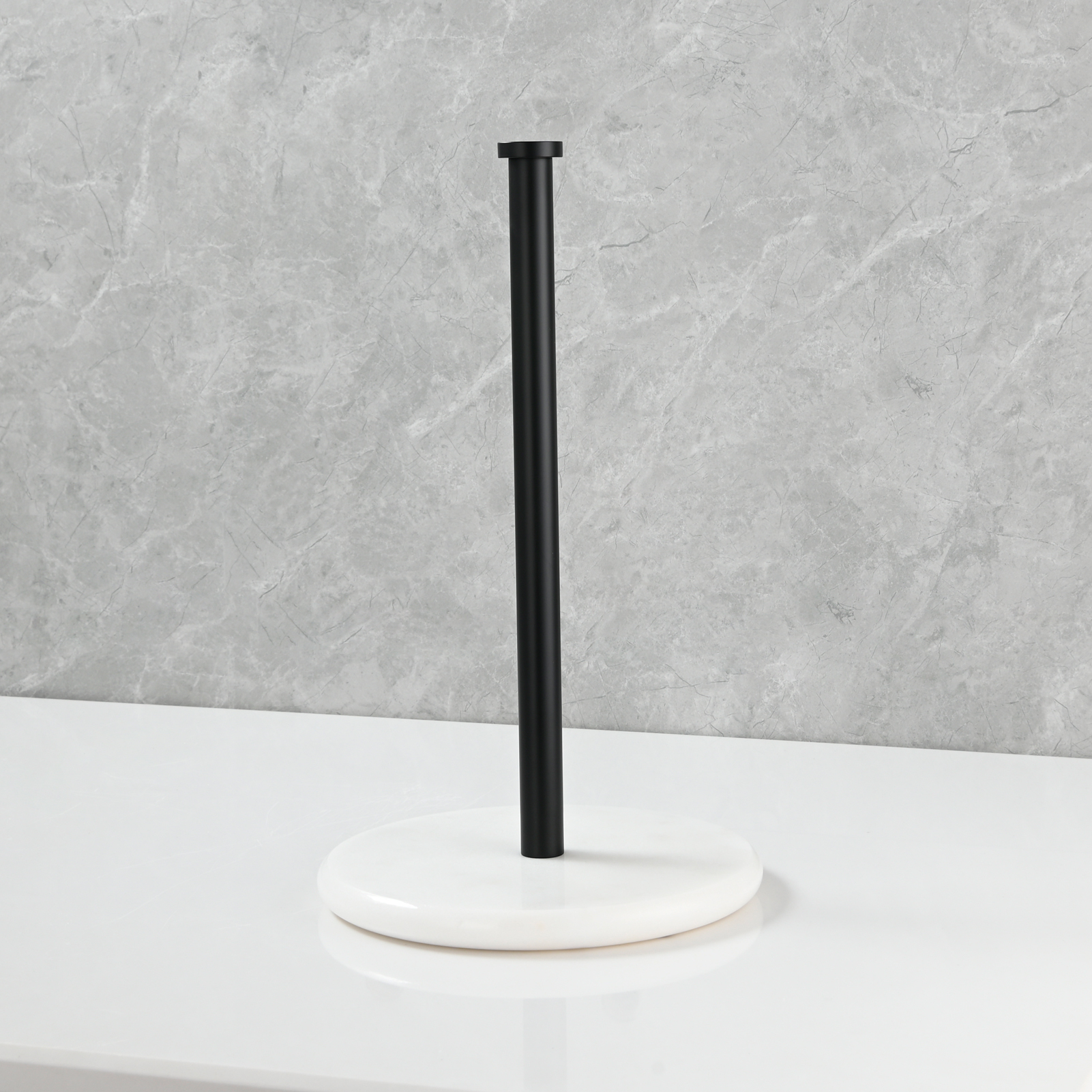 Tecmolog Stainless Steel Paper Towel Holder,Standing Paper Towel Roll Holder with Weighted Marble Base for Kitchen Bathroom