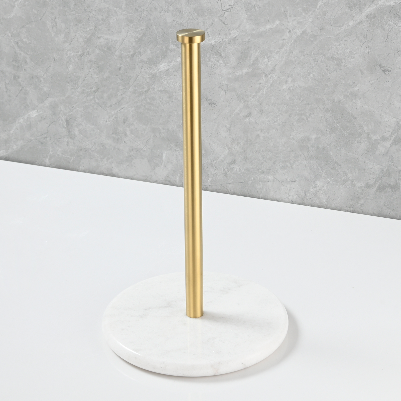 Tecmolog Stainless Steel Paper Towel Holder,Standing Paper Towel Roll Holder with Weighted Marble Base for Kitchen Bathroom