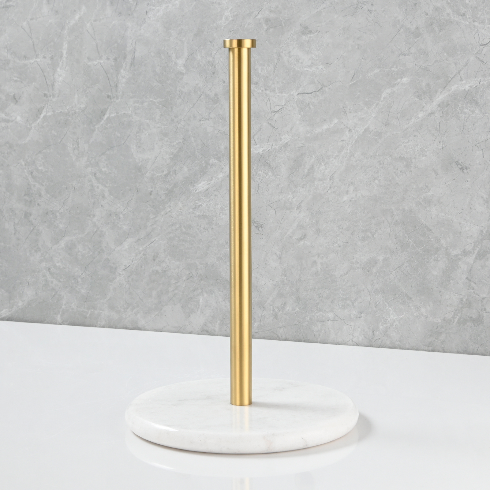 Tecmolog Stainless Steel Paper Towel Holder,Standing Paper Towel Roll Holder with Weighted Marble Base for Kitchen Bathroom