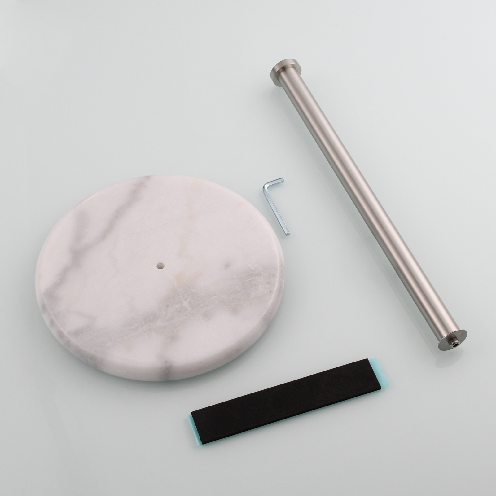 Tecmolog Stainless Steel Paper Towel Holder,Standing Paper Towel Roll Holder with Weighted Marble Base for Kitchen Bathroom