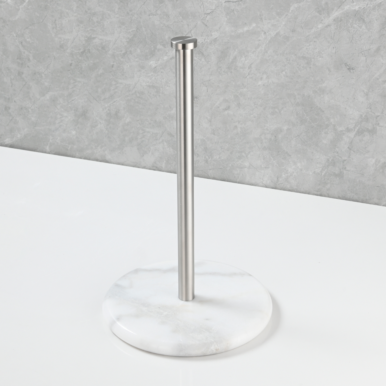 Tecmolog Stainless Steel Paper Towel Holder,Standing Paper Towel Roll Holder with Weighted Marble Base for Kitchen Bathroom