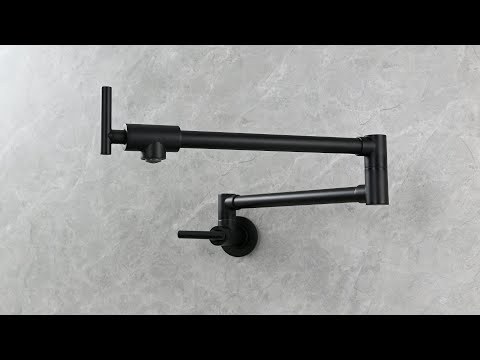 Tecmolog Pot Filler Faucet, Wall Mount 1/2”NPT Kitchen Sink Tap, Brass Double Joint Spout Cold Water Faucet,Nickel/Black/Chrome