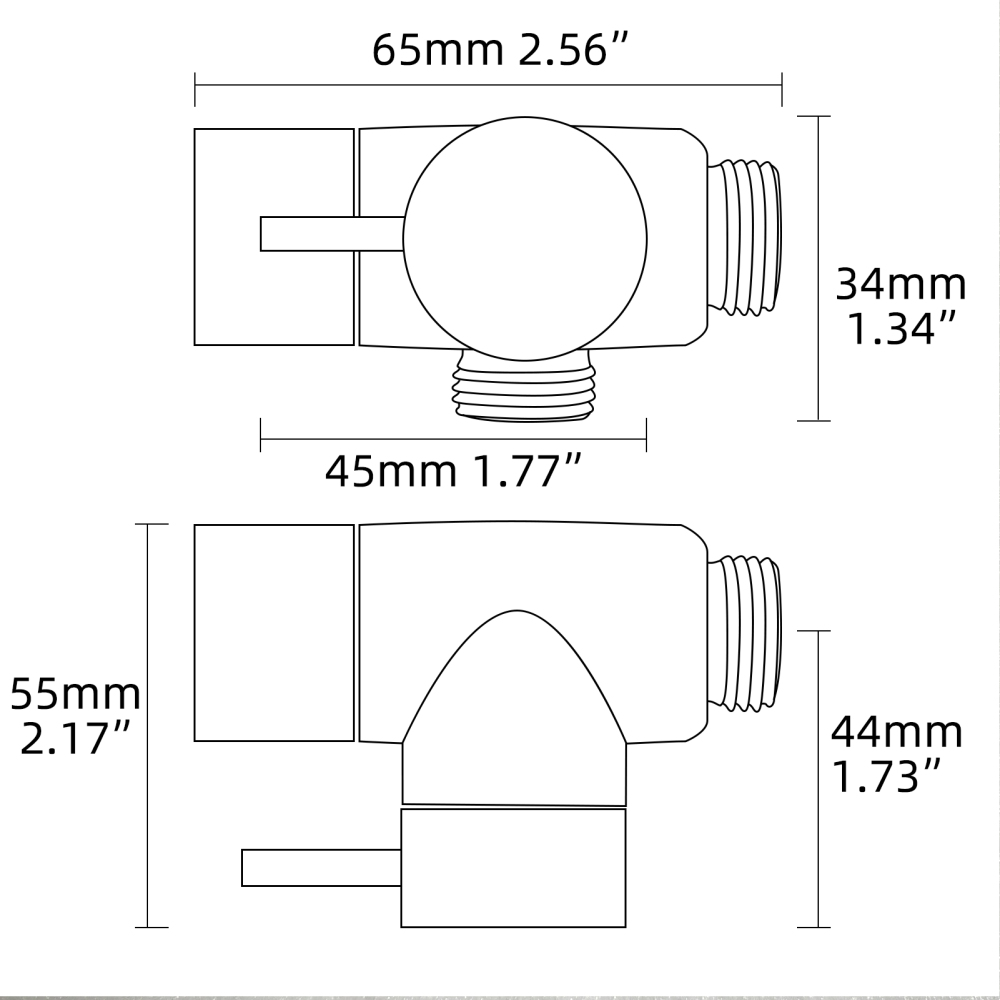 Tecmolog Shower Adapter Valve G1/2'', Brass Shower Arm Diverter for Handheld Shower and Fixed Shower Head, DSF007E/DSF007ENA/DSF007EB