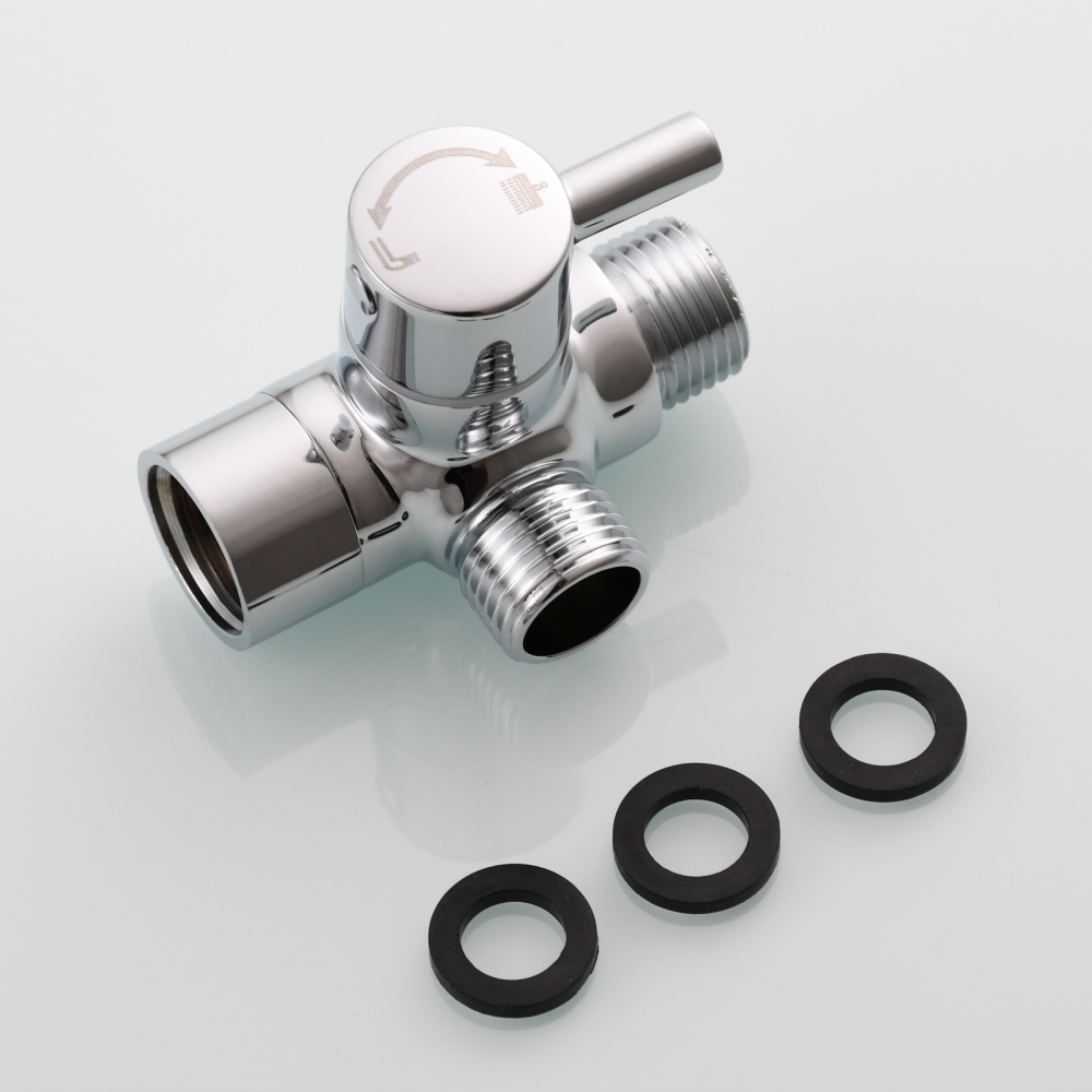 Tecmolog Shower Adapter Valve G1/2'', Brass Shower Arm Diverter for Handheld Shower and Fixed Shower Head, DSF007E/DSF007ENA/DSF007EB