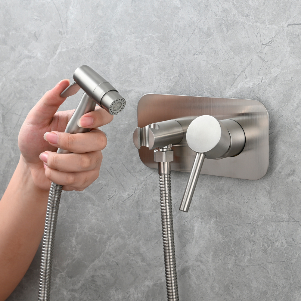 Tecmolog Stainless Steel Toilet Bidet Sprayer Hot and Cold Bidet Spray Set