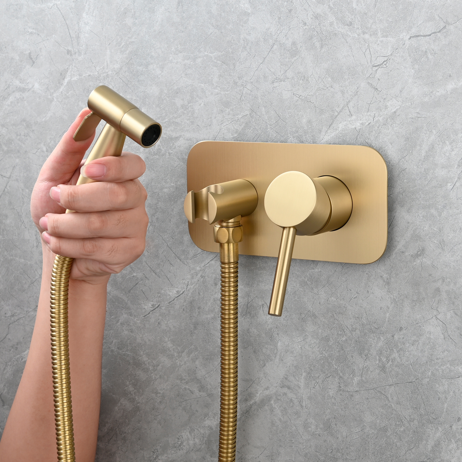 Tecmolog Stainless Steel Toilet Bidet Sprayer Hot and Cold Bidet Spray Set