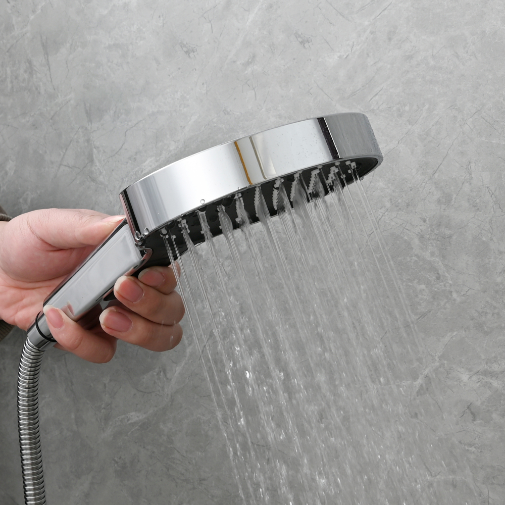 Tecmolog Plastic Shower Set High Pressure 7 Settings Fixed Handheld Shower Head with 1.5m Hose and Holder