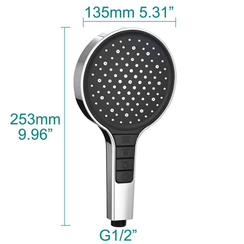 Tecmolog Plastic Shower Set High Pressure 7 Settings Fixed Handheld Shower Head with 1.5m Hose and Holder
