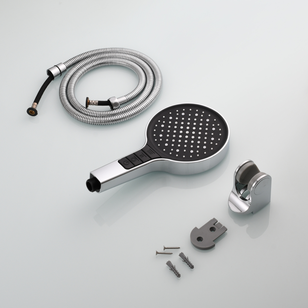 Tecmolog Plastic Shower Set High Pressure 7 Settings Fixed Handheld Shower Head with 1.5m Hose and Holder