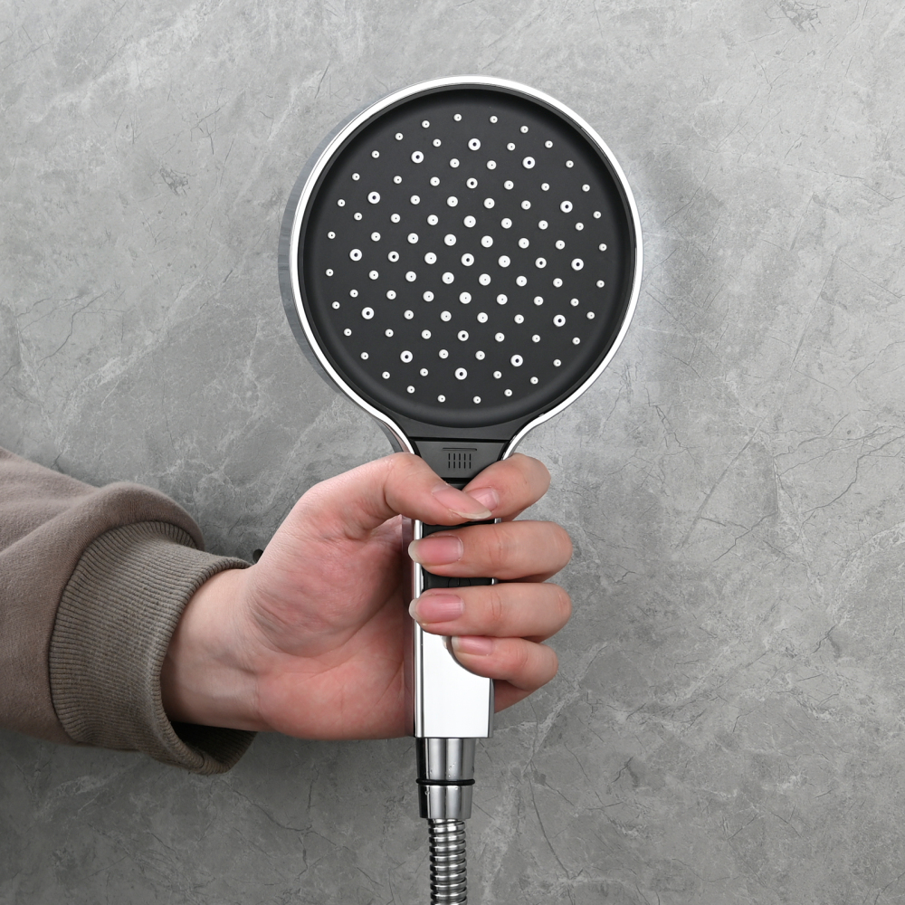 Tecmolog Plastic Shower Set High Pressure 7 Settings Fixed Handheld Shower Head with 1.5m Hose and Holder