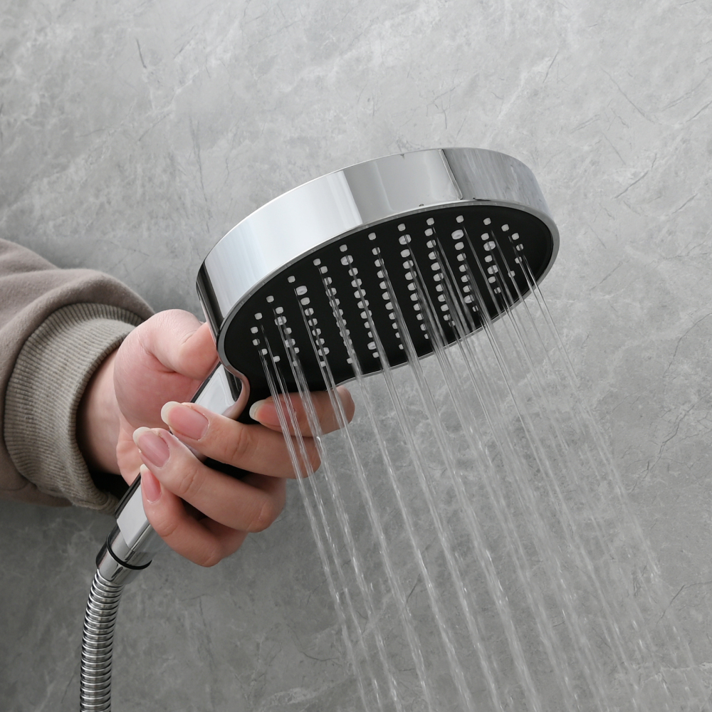Tecmolog Plastic Shower Set High Pressure 7 Settings Fixed Handheld Shower Head with 1.5m Hose and Holder