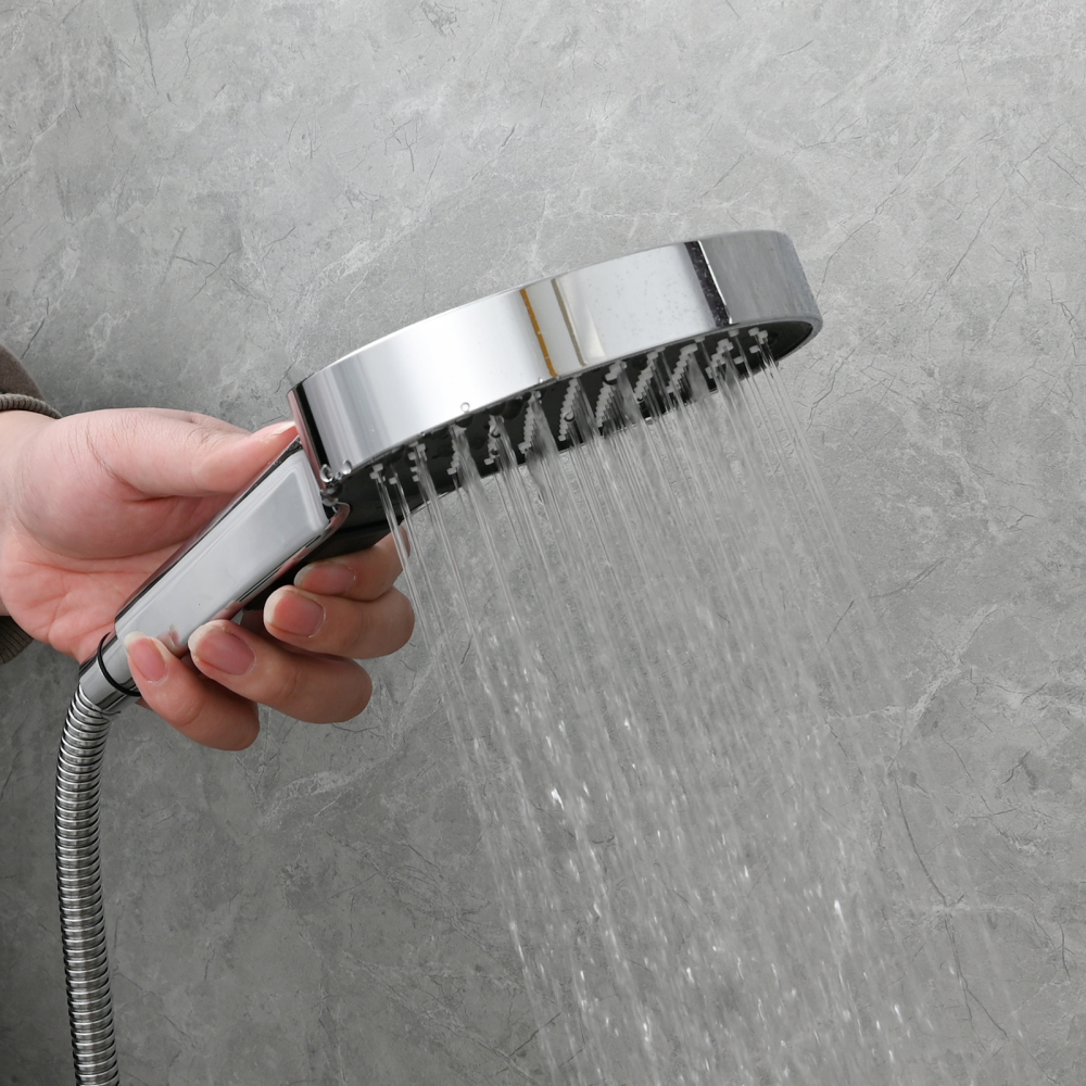 Tecmolog Plastic Shower Set High Pressure 7 Settings Fixed Handheld Shower Head with 1.5m Hose and Holder