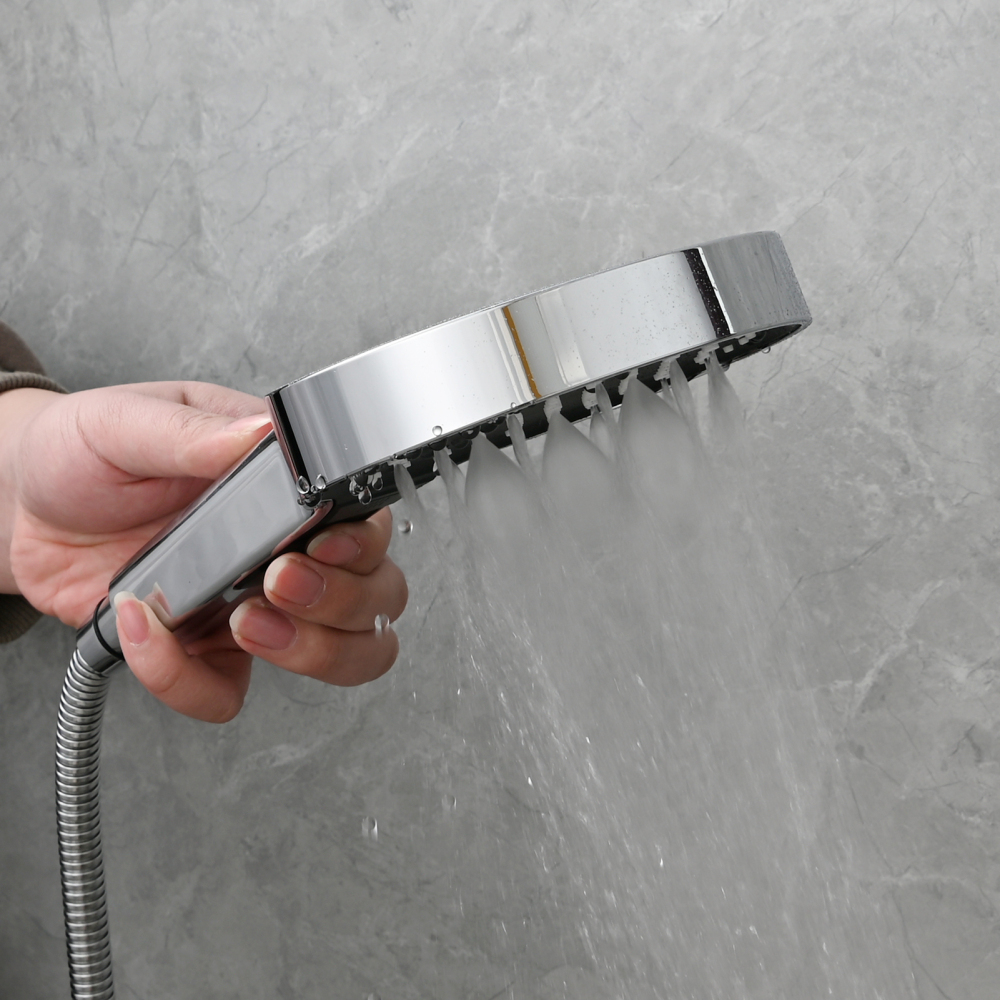 Tecmolog Plastic Shower Set High Pressure 7 Settings Fixed Handheld Shower Head with 1.5m Hose and Holder