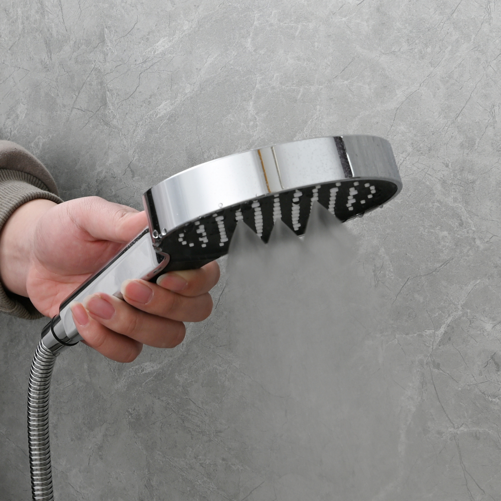 Tecmolog Plastic Shower Set High Pressure 7 Settings Fixed Handheld Shower Head with 1.5m Hose and Holder