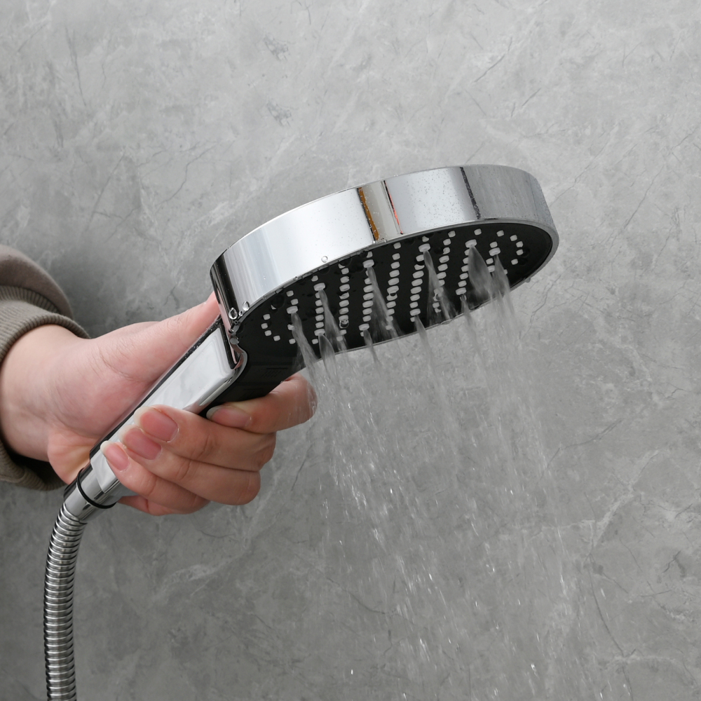 Tecmolog Plastic Shower Set High Pressure 7 Settings Fixed Handheld Shower Head with 1.5m Hose and Holder