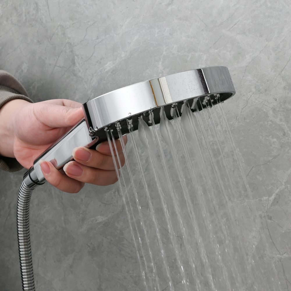 Tecmolog Plastic Shower Set High Pressure 7 Settings Fixed Handheld Shower Head with 1.5m Hose and Holder