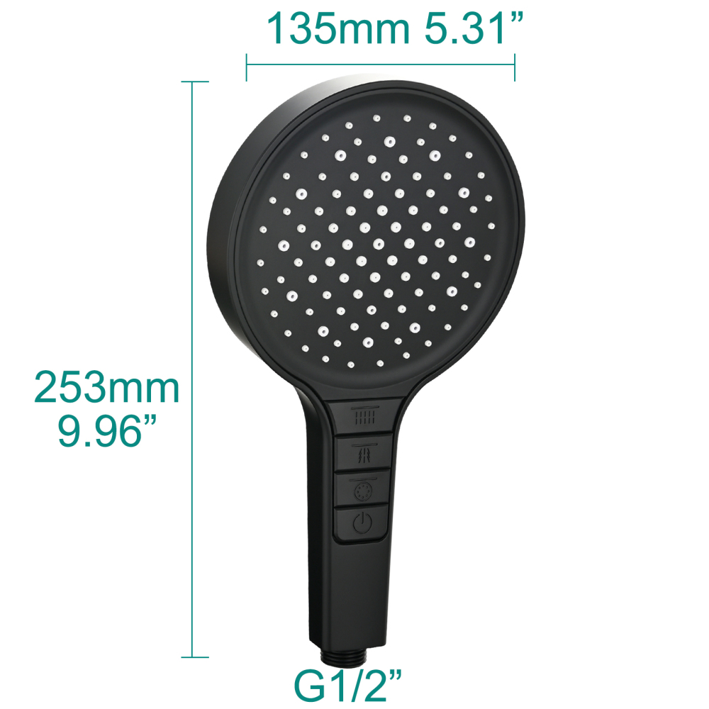 Tecmolog Plastic Shower Set High Pressure 7 Settings Fixed Handheld Shower Head with 1.5m Hose and Holder