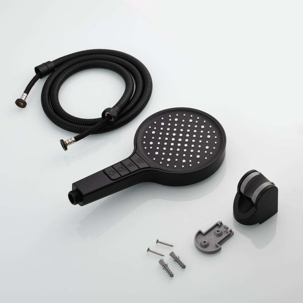 Tecmolog Plastic Shower Set High Pressure 7 Settings Fixed Handheld Shower Head with 1.5m Hose and Holder