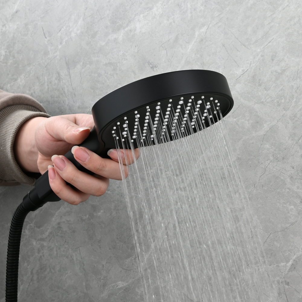 Tecmolog Plastic Shower Set High Pressure 7 Settings Fixed Handheld Shower Head with 1.5m Hose and Holder