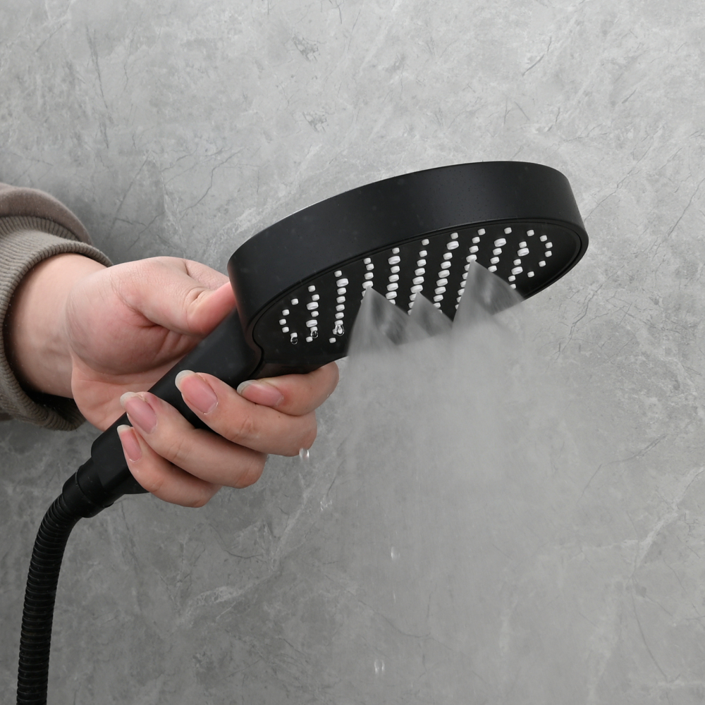 Tecmolog Plastic Shower Set High Pressure 7 Settings Fixed Handheld Shower Head with 1.5m Hose and Holder