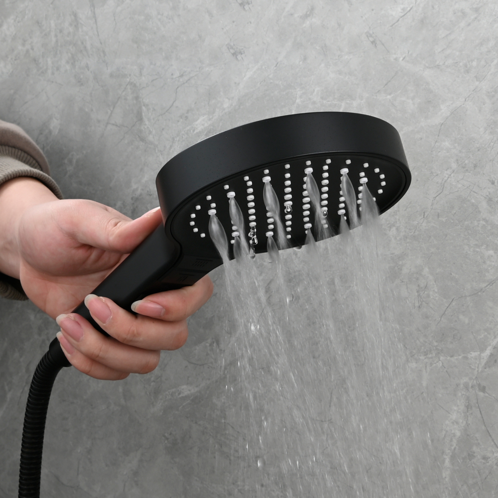 Tecmolog Plastic Shower Set High Pressure 7 Settings Fixed Handheld Shower Head with 1.5m Hose and Holder
