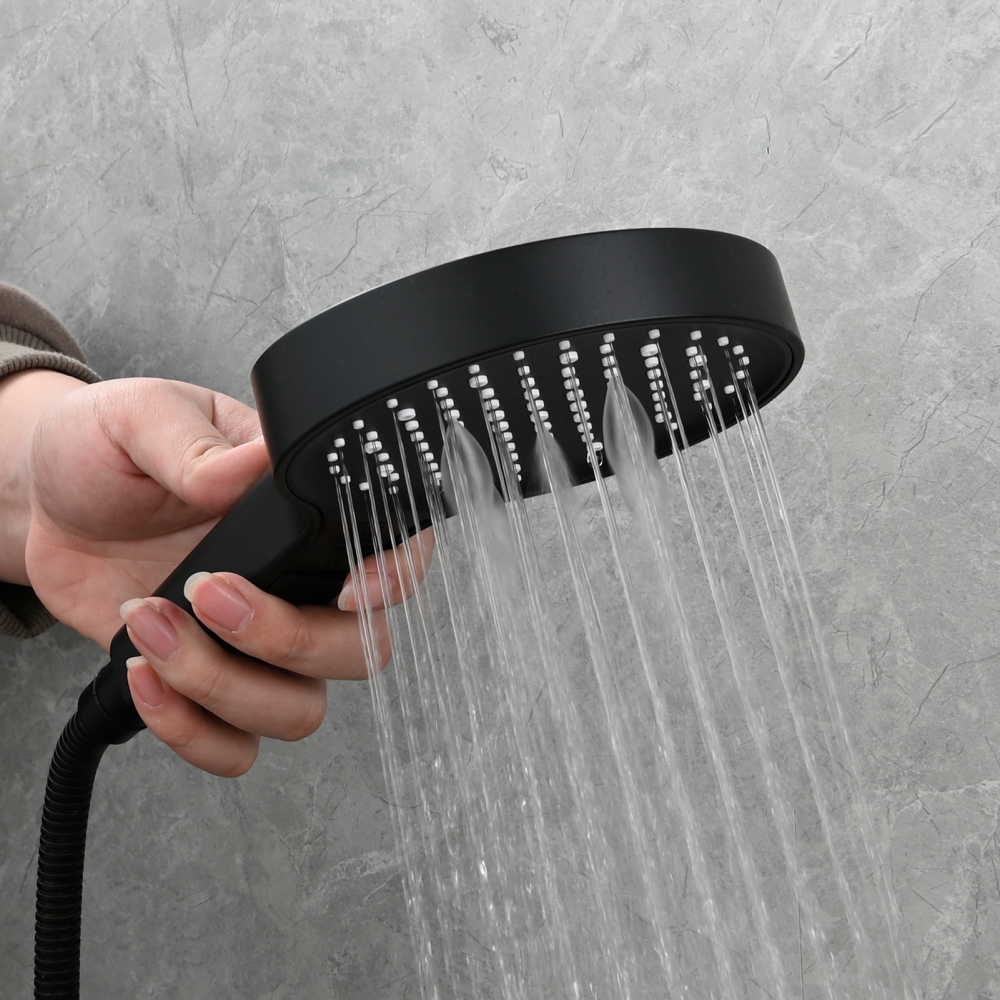 Tecmolog Plastic Shower Set High Pressure 7 Settings Fixed Handheld Shower Head with 1.5m Hose and Holder