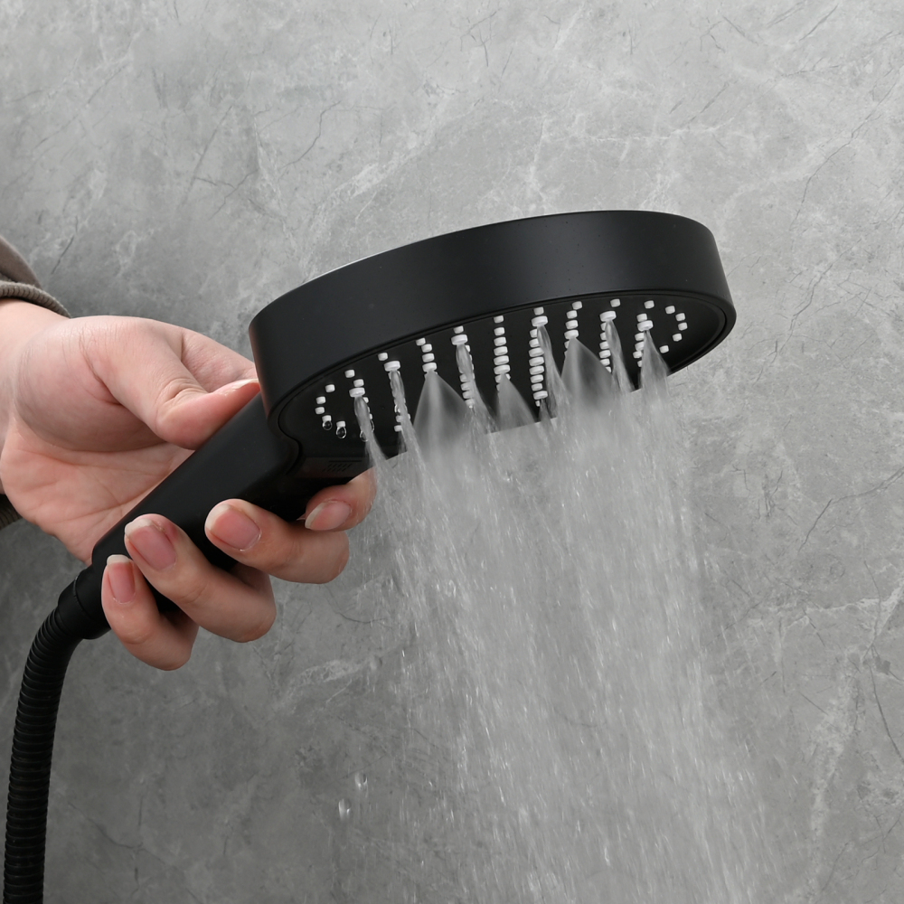 Tecmolog Plastic Shower Set High Pressure 7 Settings Fixed Handheld Shower Head with 1.5m Hose and Holder