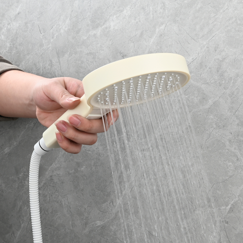 Tecmolog Plastic Shower Set High Pressure 7 Settings Fixed Handheld Shower Head with 1.5m Hose and Holder