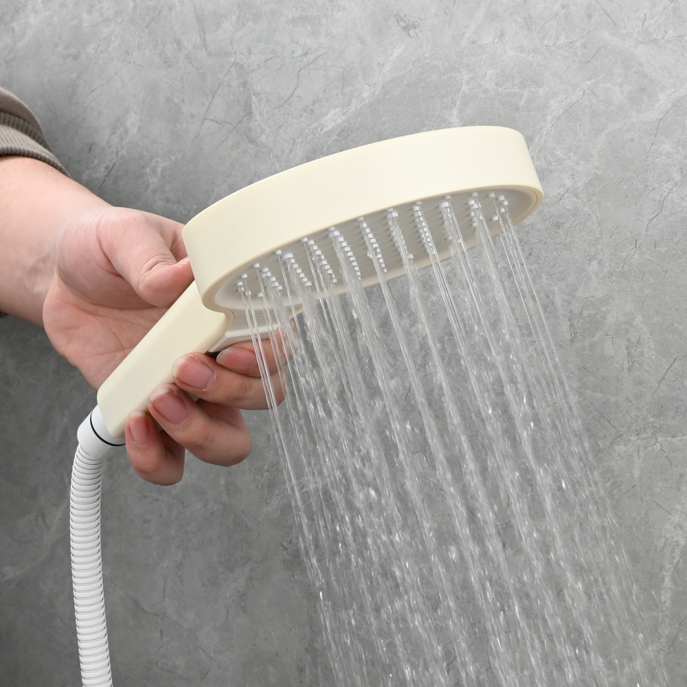 Tecmolog Plastic Shower Set High Pressure 7 Settings Fixed Handheld Shower Head with 1.5m Hose and Holder