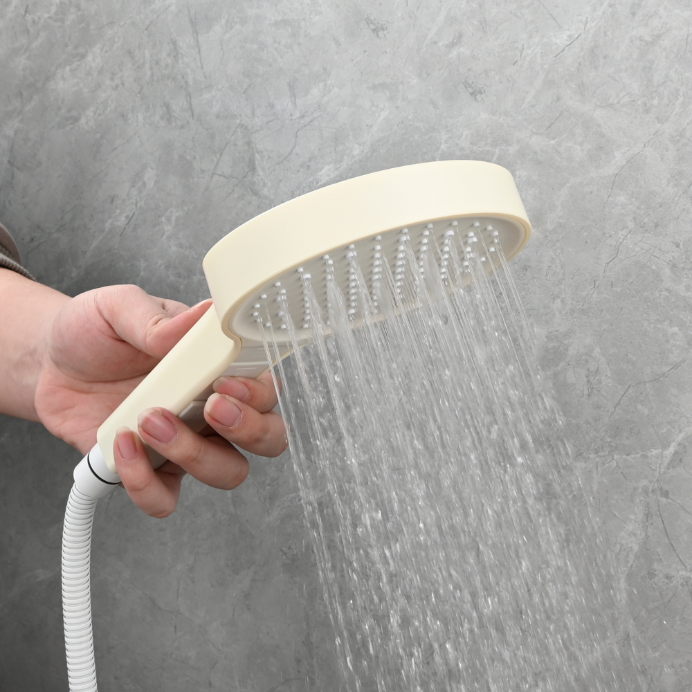 Tecmolog Plastic Shower Set High Pressure 7 Settings Fixed Handheld Shower Head with 1.5m Hose and Holder