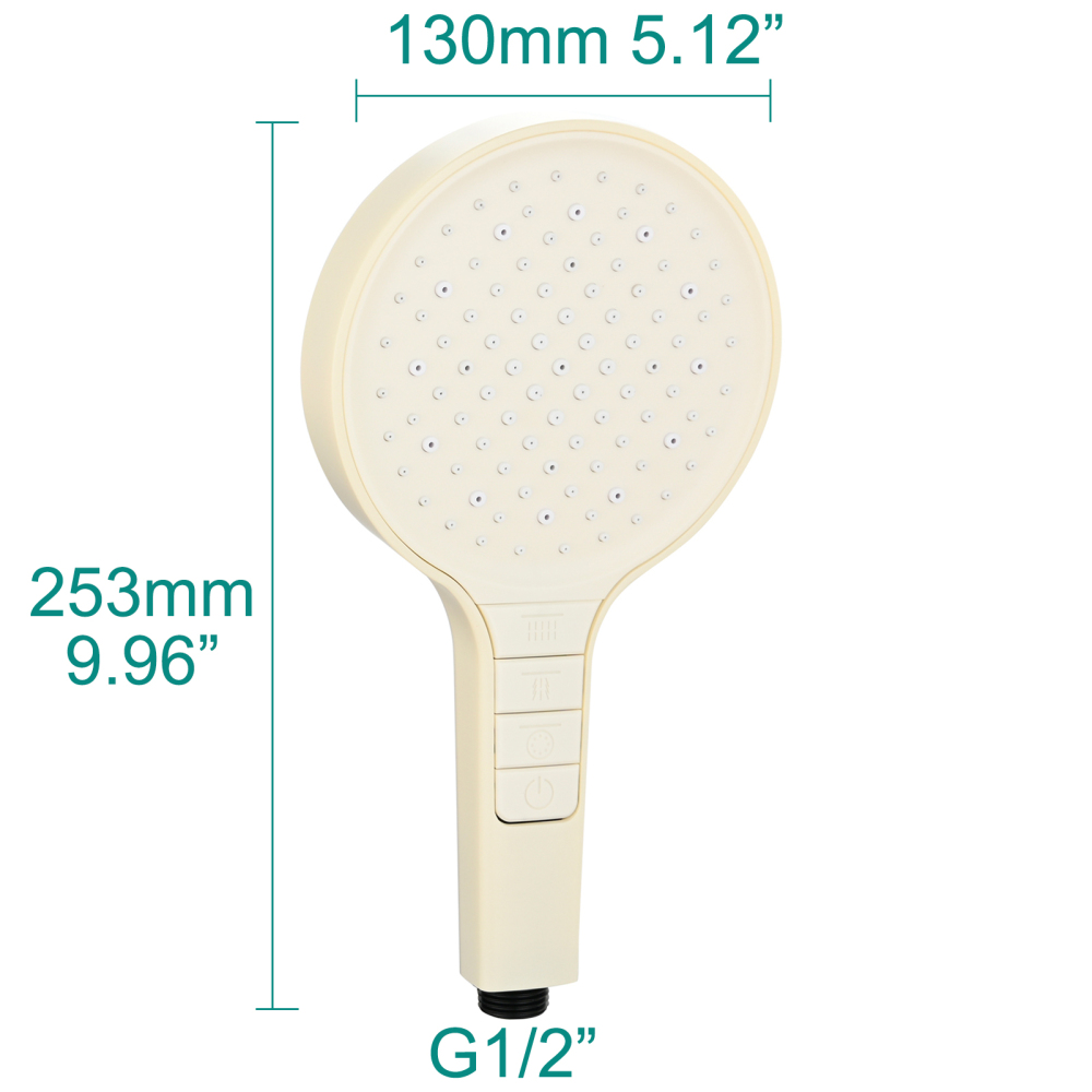 Tecmolog Plastic Shower Set High Pressure 7 Settings Fixed Handheld Shower Head with 1.5m Hose and Holder