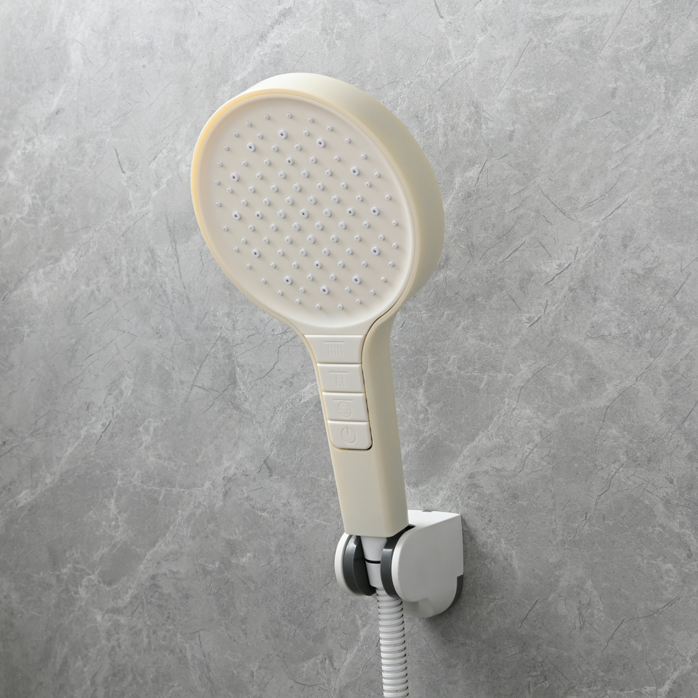 Tecmolog Plastic Shower Set High Pressure 7 Settings Fixed Handheld Shower Head with 1.5m Hose and Holder