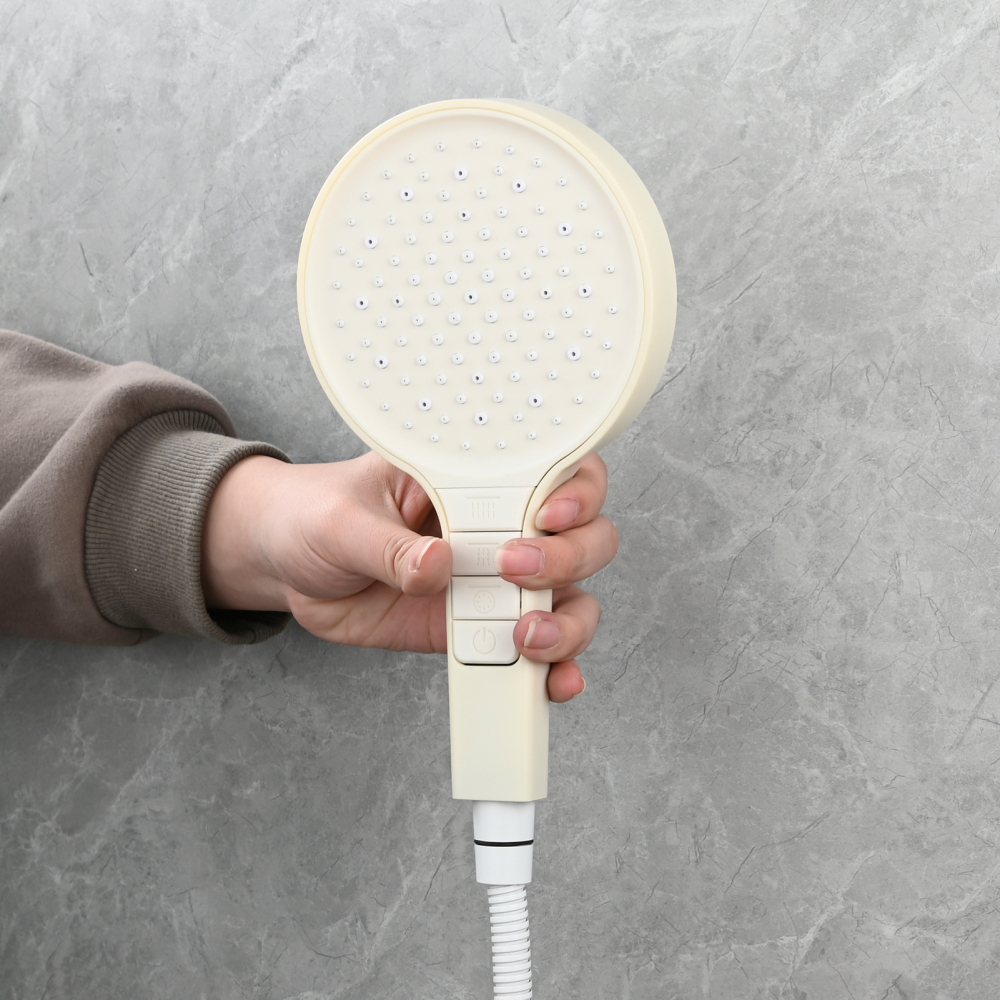Tecmolog Plastic Shower Set High Pressure 7 Settings Fixed Handheld Shower Head with 1.5m Hose and Holder