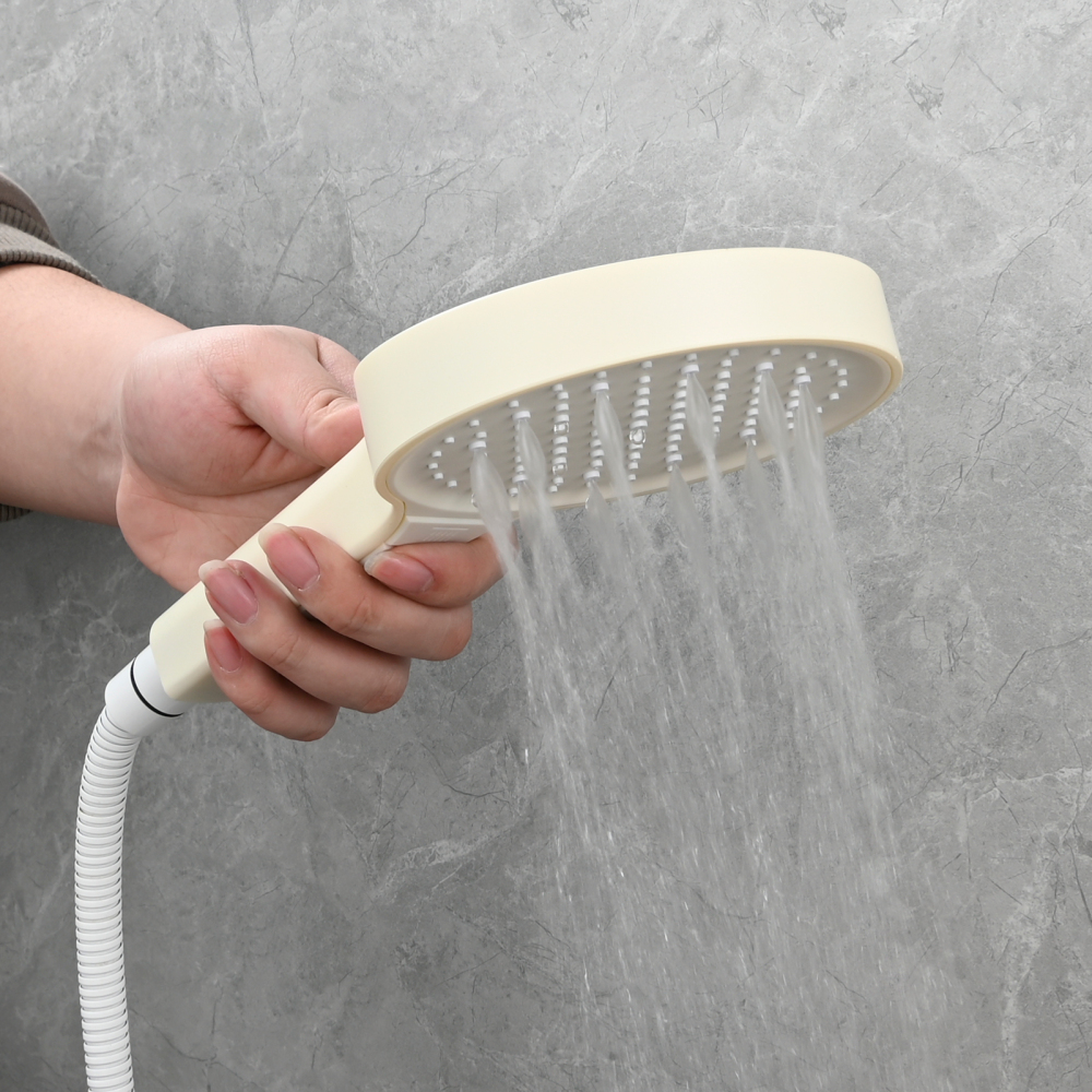 Tecmolog Plastic Shower Set High Pressure 7 Settings Fixed Handheld Shower Head with 1.5m Hose and Holder