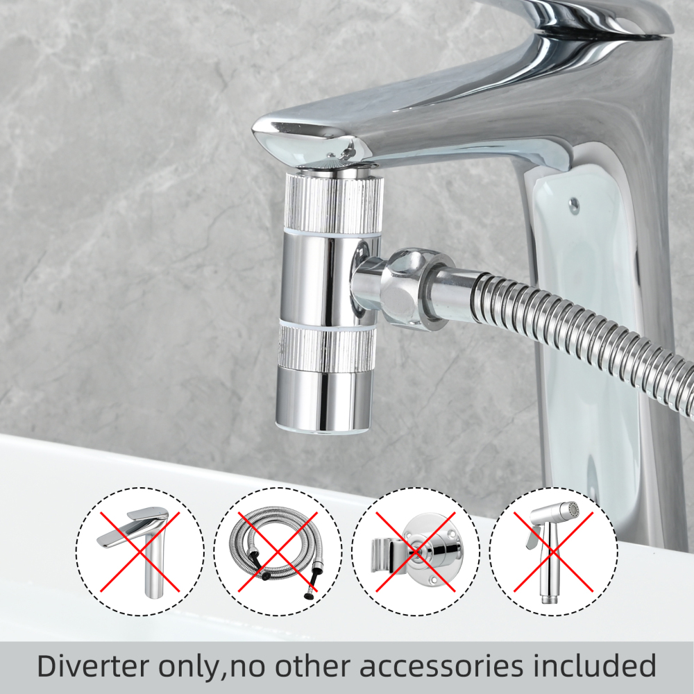 Tecmolog Brass 3 Way Faucet Diverter Valve to Hose Adapter for Kitchen