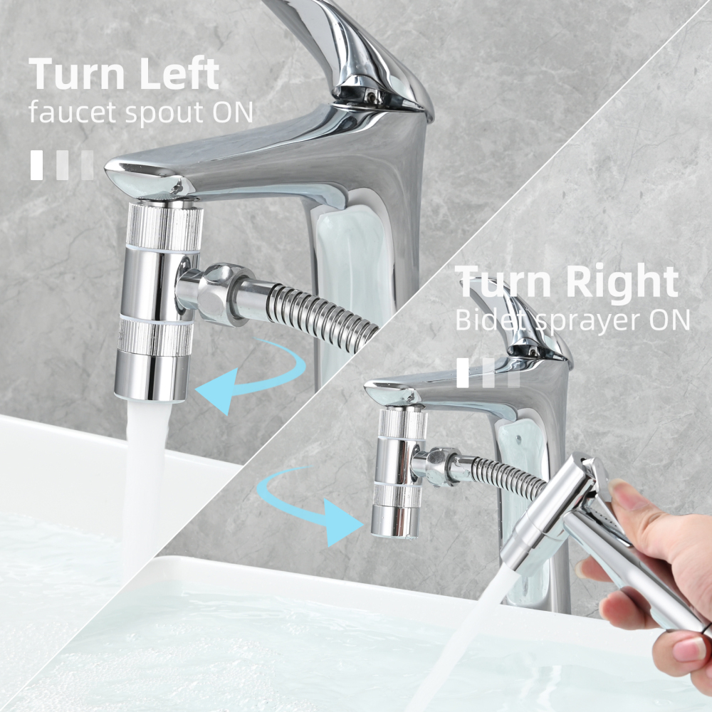 Tecmolog Brass 3 Way Faucet Diverter Valve to Hose Adapter for Kitchen