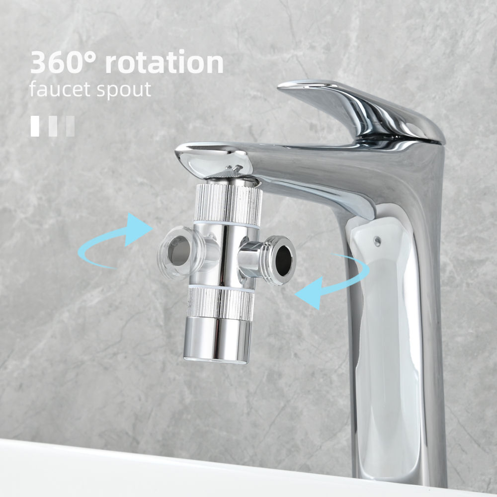 Tecmolog Brass 3 Way Faucet Diverter Valve to Hose Adapter for Kitchen