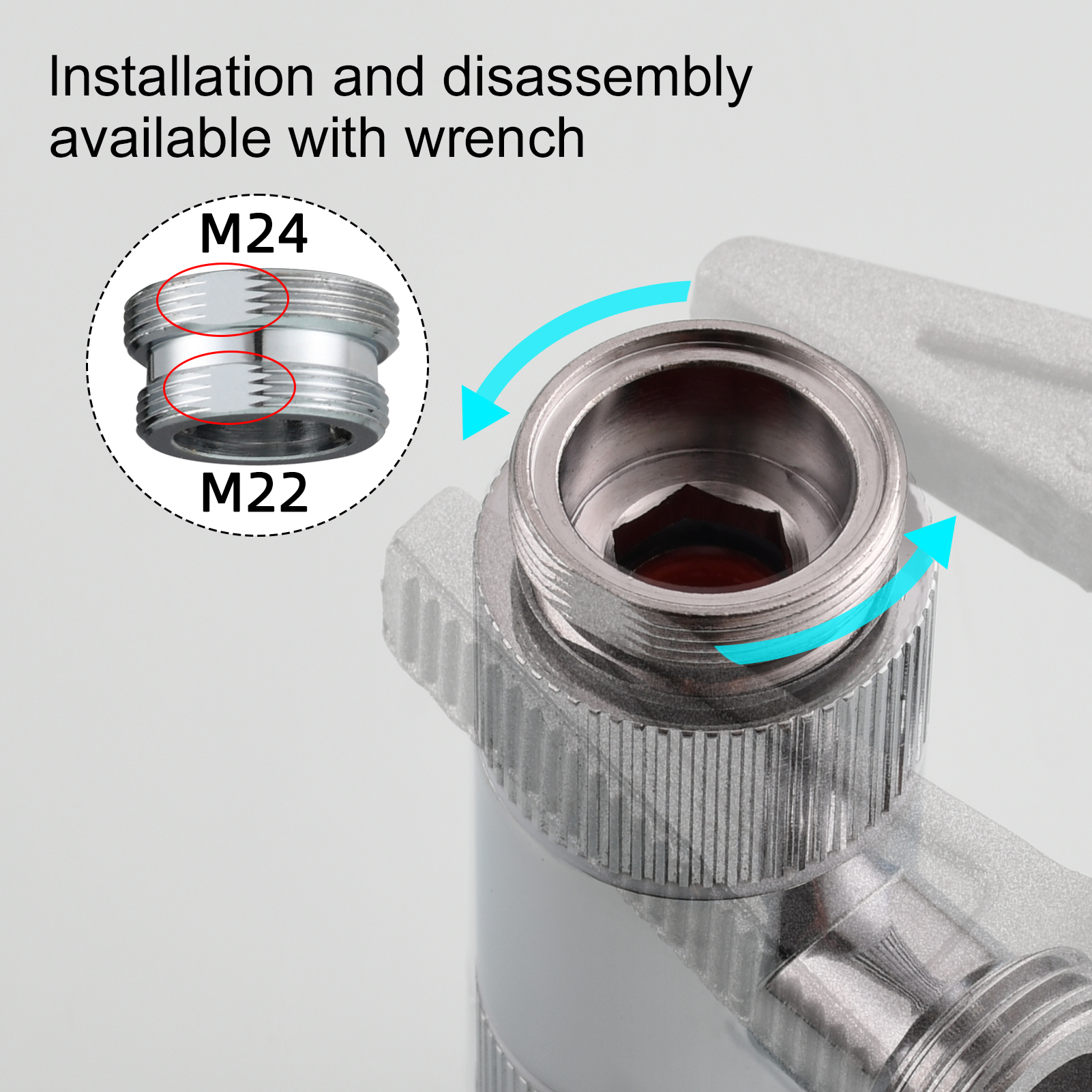 Tecmolog Brass 3 Way Faucet Diverter Valve to Hose Adapter for Kitchen