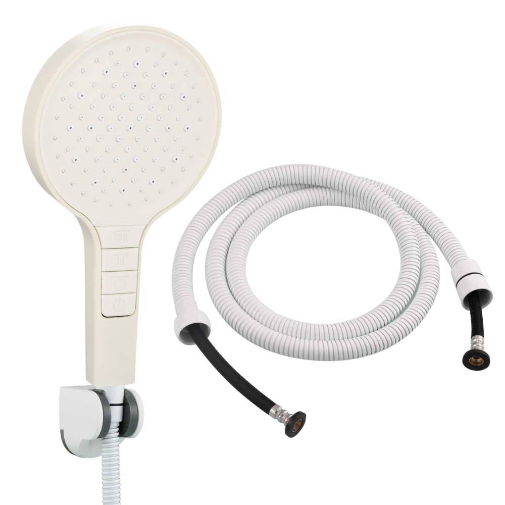 Tecmolog Plastic Shower Set High Pressure 7 Settings Fixed Handheld Shower Head with 1.5m Hose and Holder