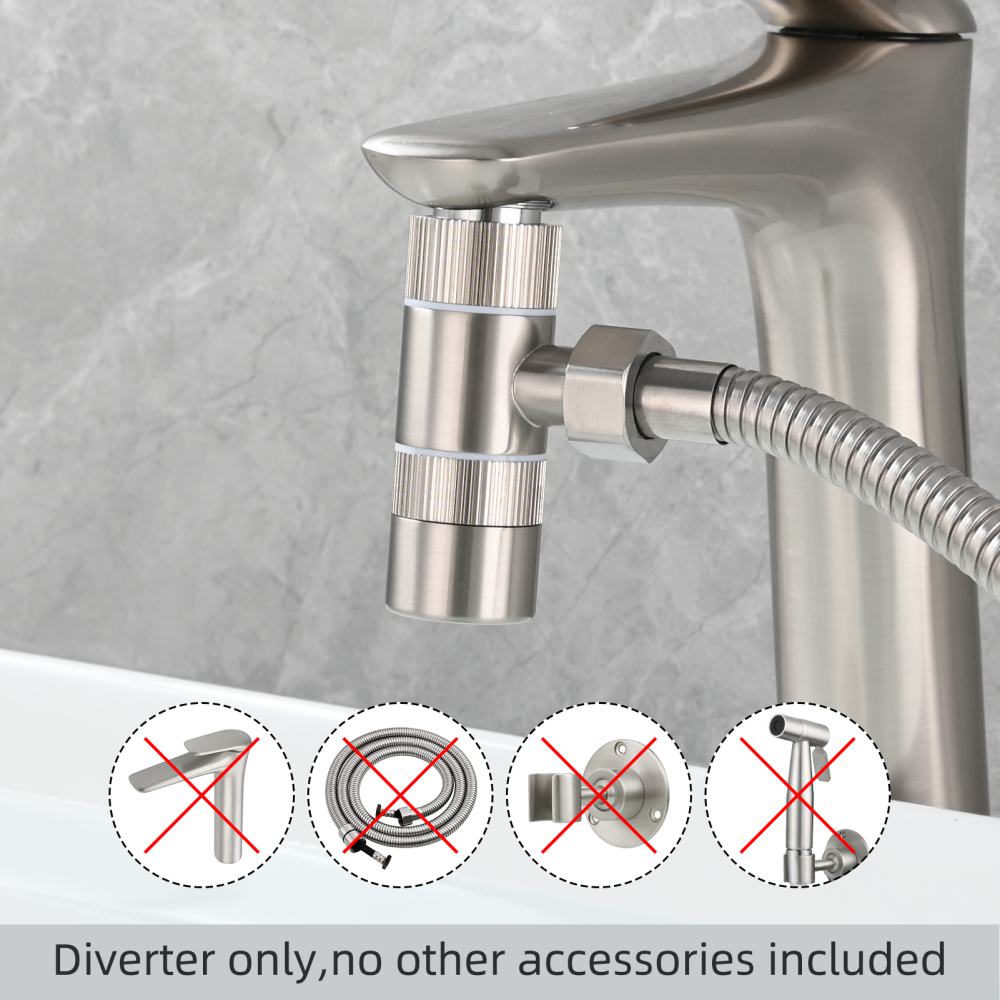 Tecmolog Brass 3 Way Faucet Diverter Valve to Hose Adapter for Kitchen