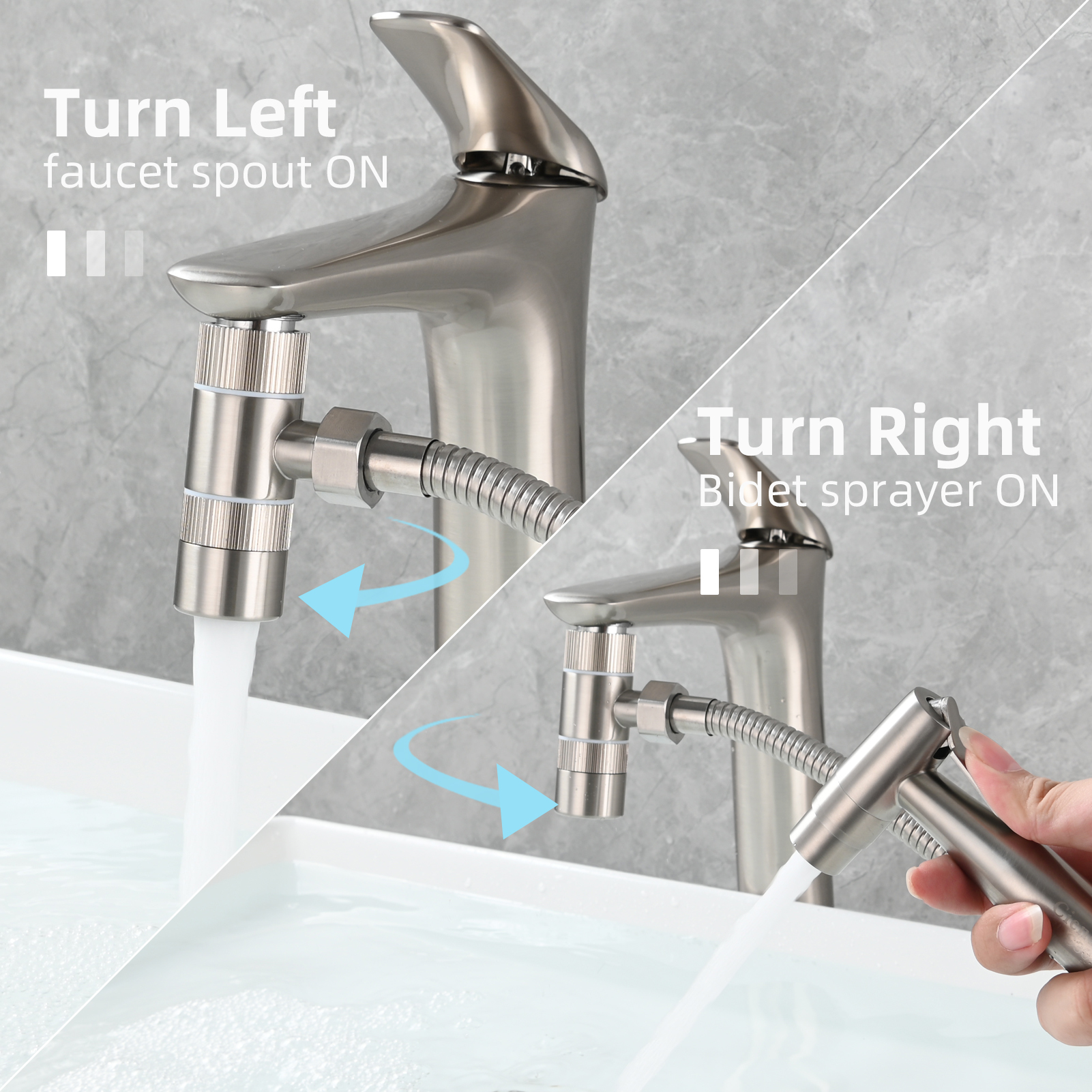 Tecmolog Brass 3 Way Faucet Diverter Valve to Hose Adapter for Kitchen
