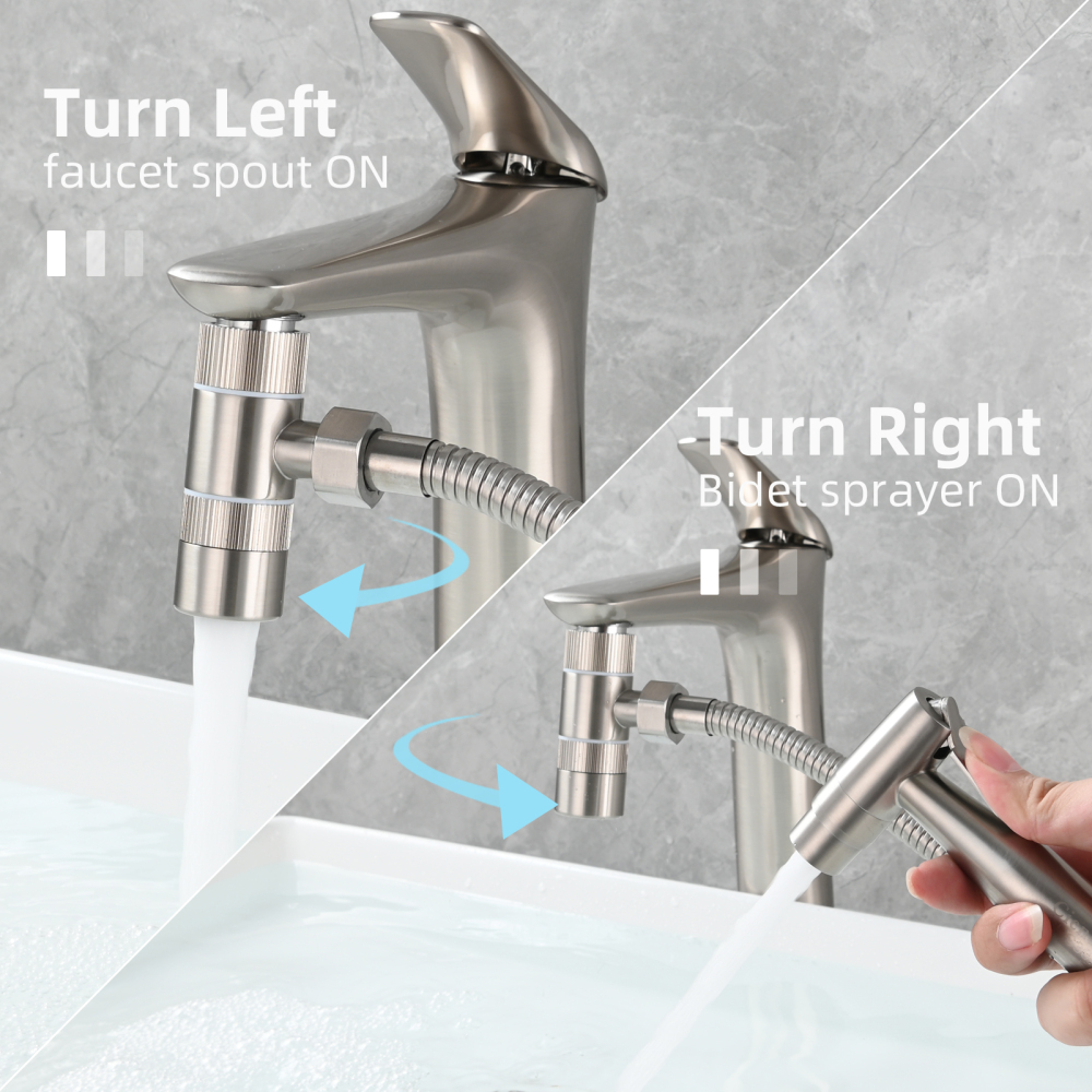 Tecmolog Brass 3 Way Faucet Diverter Valve to Hose Adapter for Kitchen