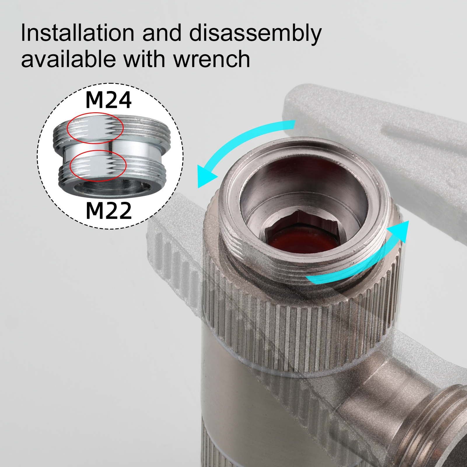 Tecmolog Brass 3 Way Faucet Diverter Valve to Hose Adapter for Kitchen