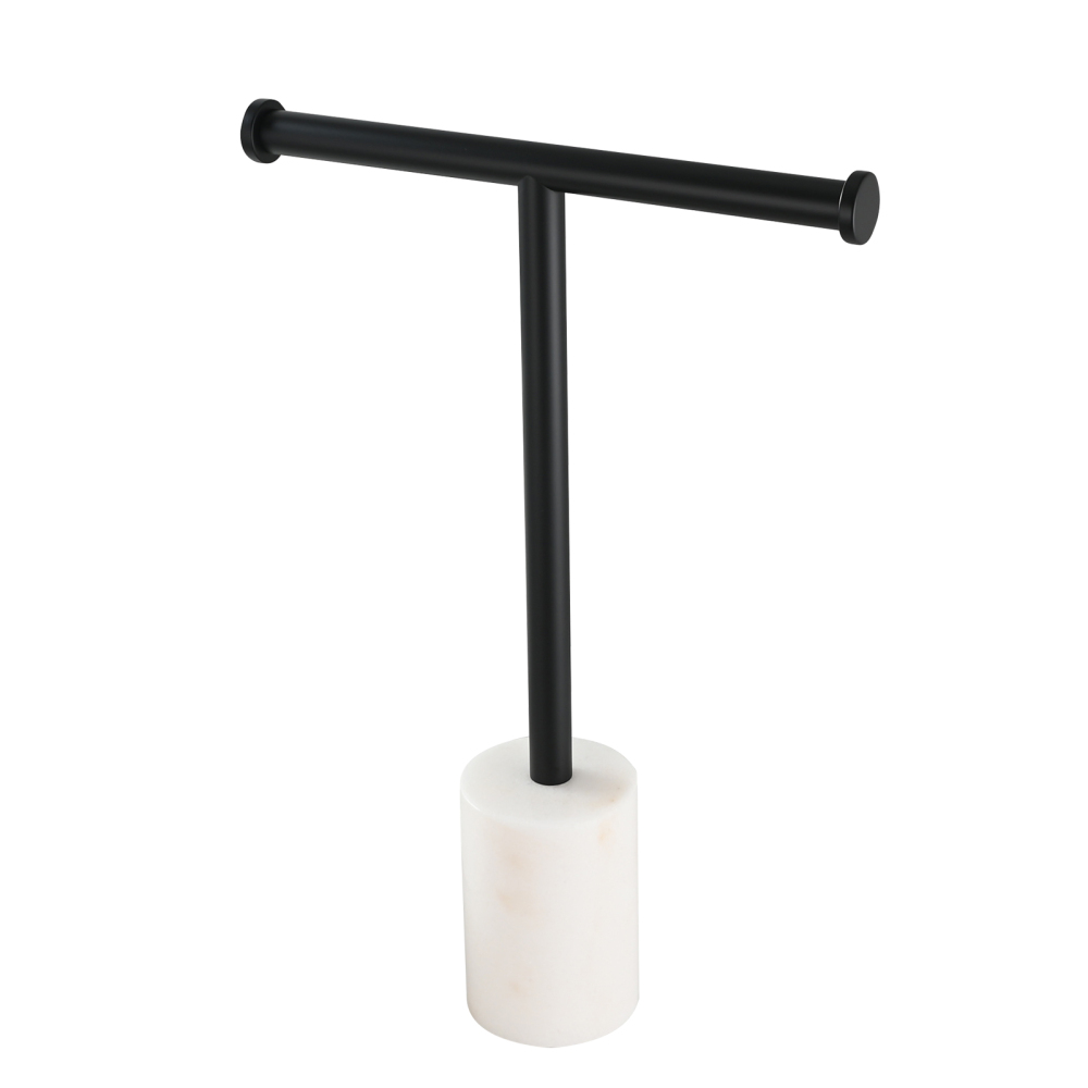 Tecmolog Stainless Steel Cylindrical Marble Toilet Paper Holder Rack Freestanding