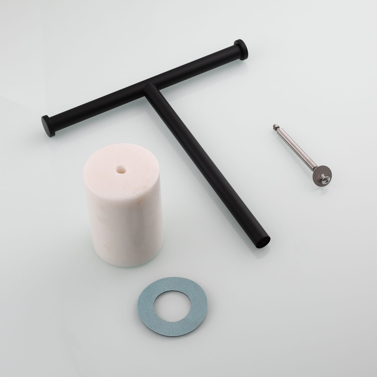 Tecmolog Stainless Steel Cylindrical Marble Toilet Paper Holder Rack Freestanding