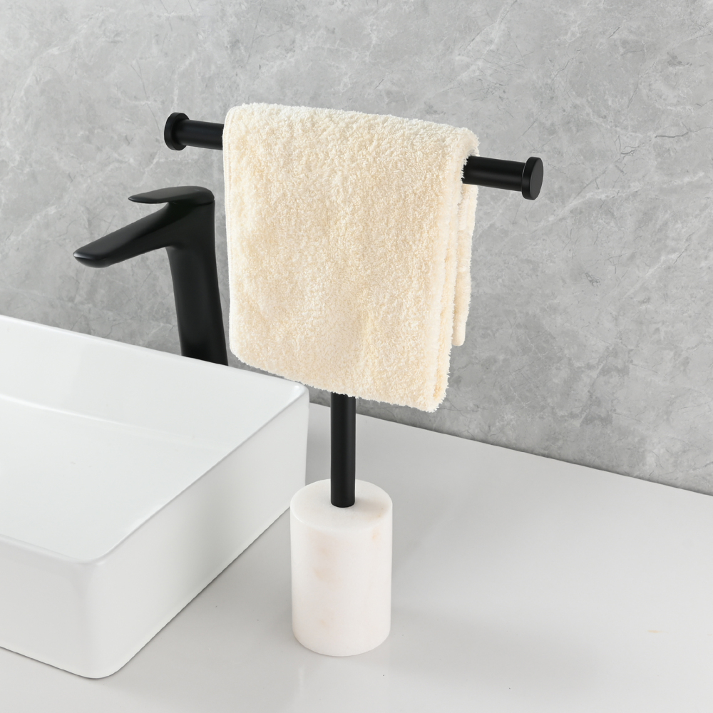 Tecmolog Stainless Steel Cylindrical Marble Toilet Paper Holder Rack Freestanding