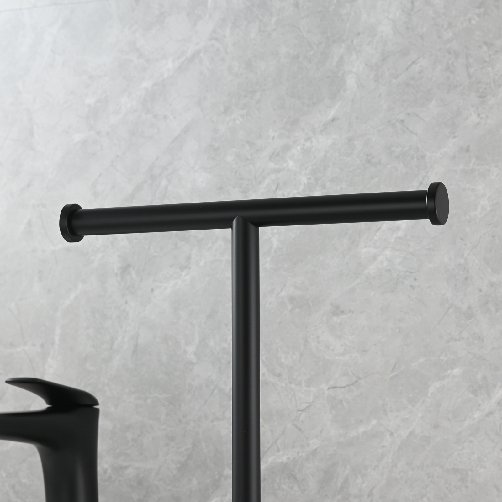 Tecmolog Stainless Steel Cylindrical Marble Toilet Paper Holder Rack Freestanding